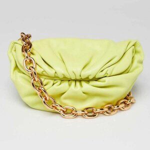 Bottega Veneta Seagrass Green Leather Pouch Chain Belt Bag
